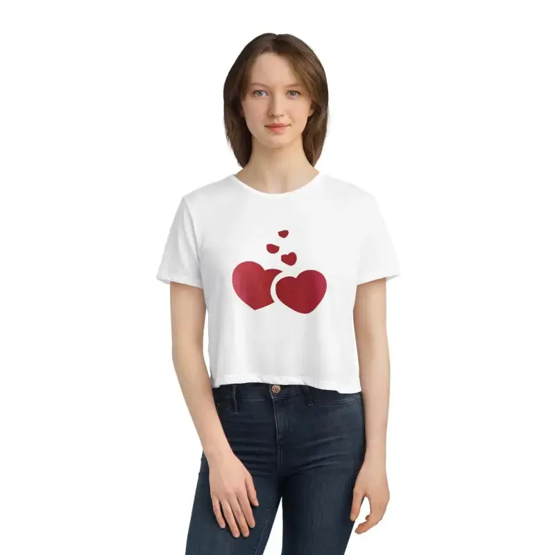 Hearts Women's Flowy Cropped Tee