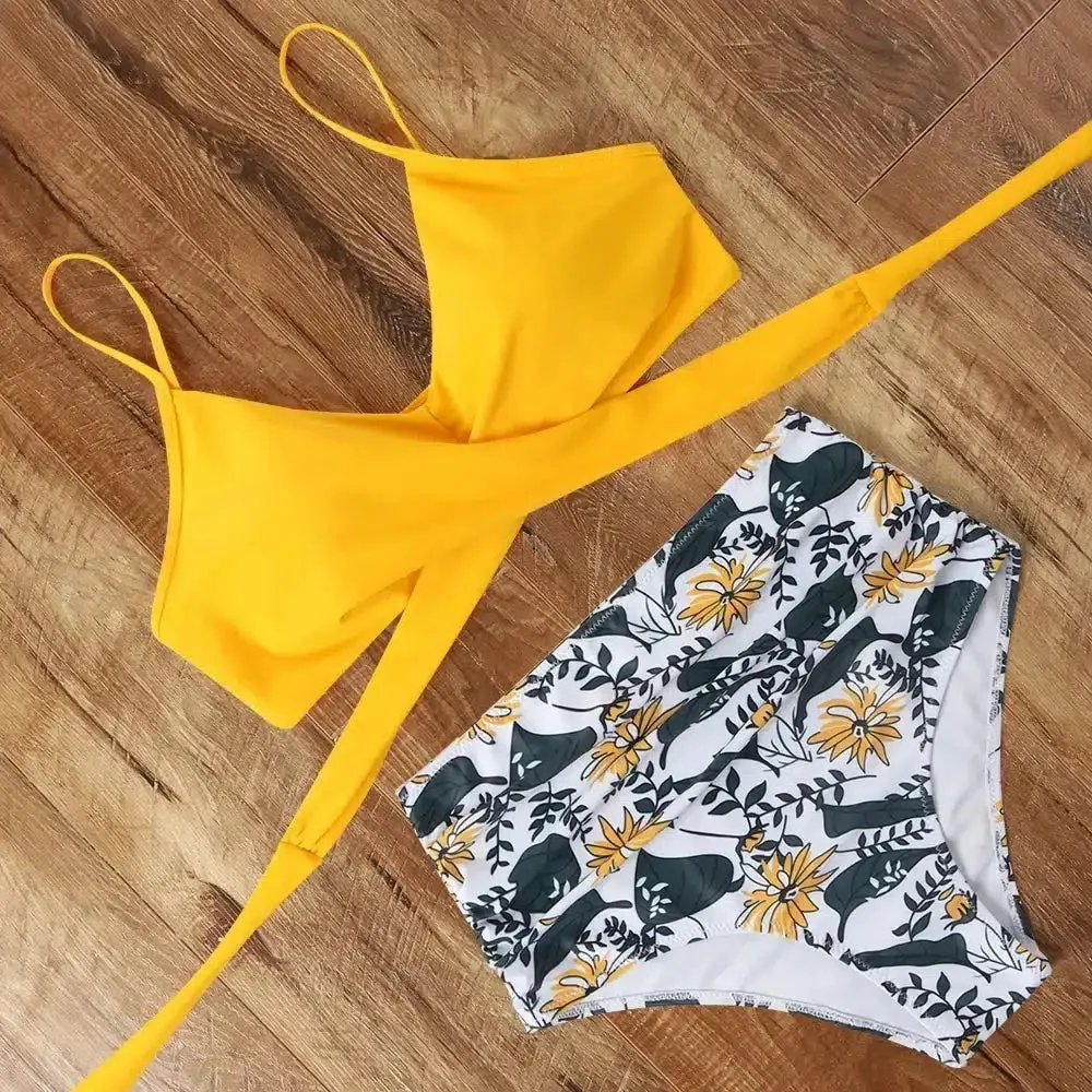 High Waist Plaid Bikini Set
