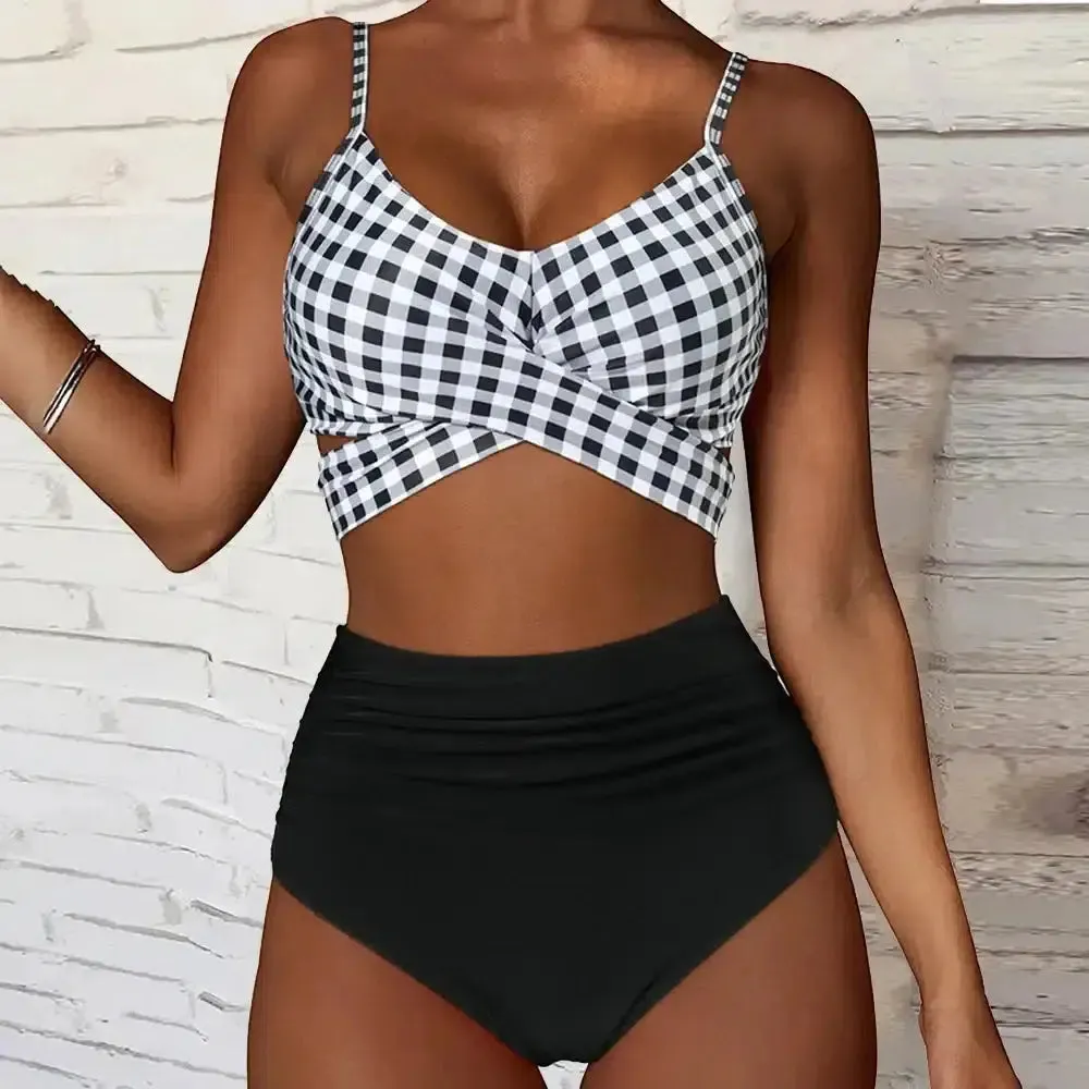 High Waist Plaid Bikini Set