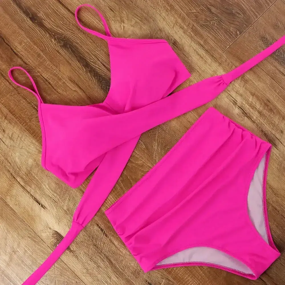 High Waist Plaid Bikini Set