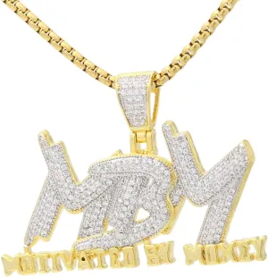 Hip Hop Jewelry Iced Out Necklace Letter Pendant Cubic Zirconia Necklace