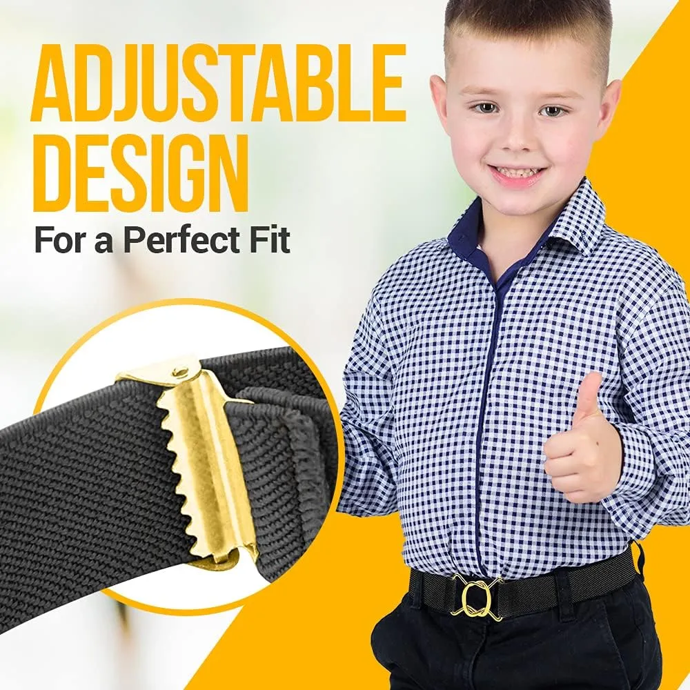 HOLDEM Kids Belts for Boys Brass Twisted Toddler Stretch Elastic Buckle Belt