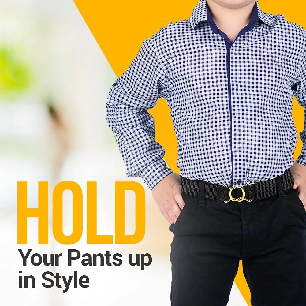 HOLDEM Kids Belts for Boys Brass Twisted Toddler Stretch Elastic Buckle Belt