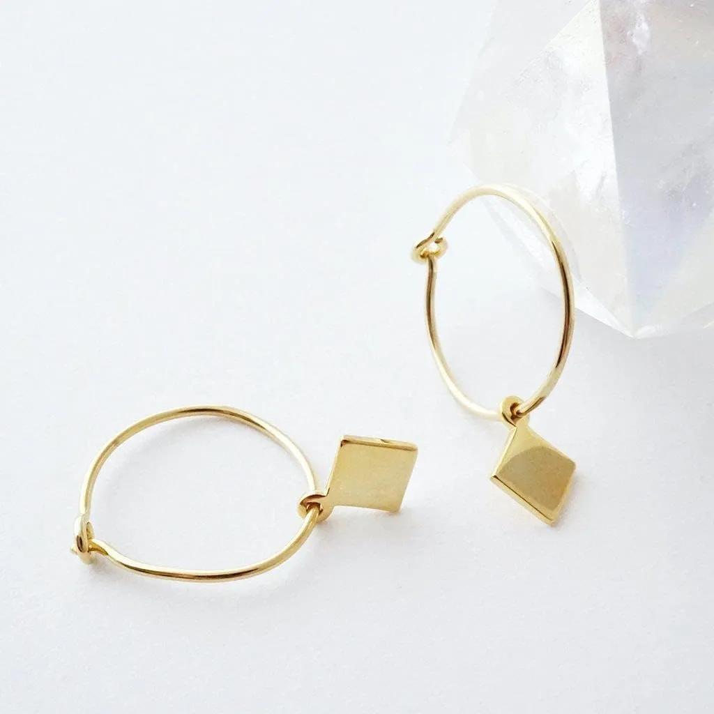 HONEYCAT Magic Charm Diamond Hoops in 18k Gold Plate, 18k Rose Gold Plate, or Silver Rhodium Plate
