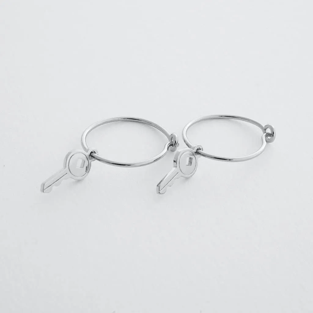 HONEYCAT Magic Charm Key Hoops in 18k Gold Plate, 18k Rose Gold Plate, or Silver Rhodium Plate