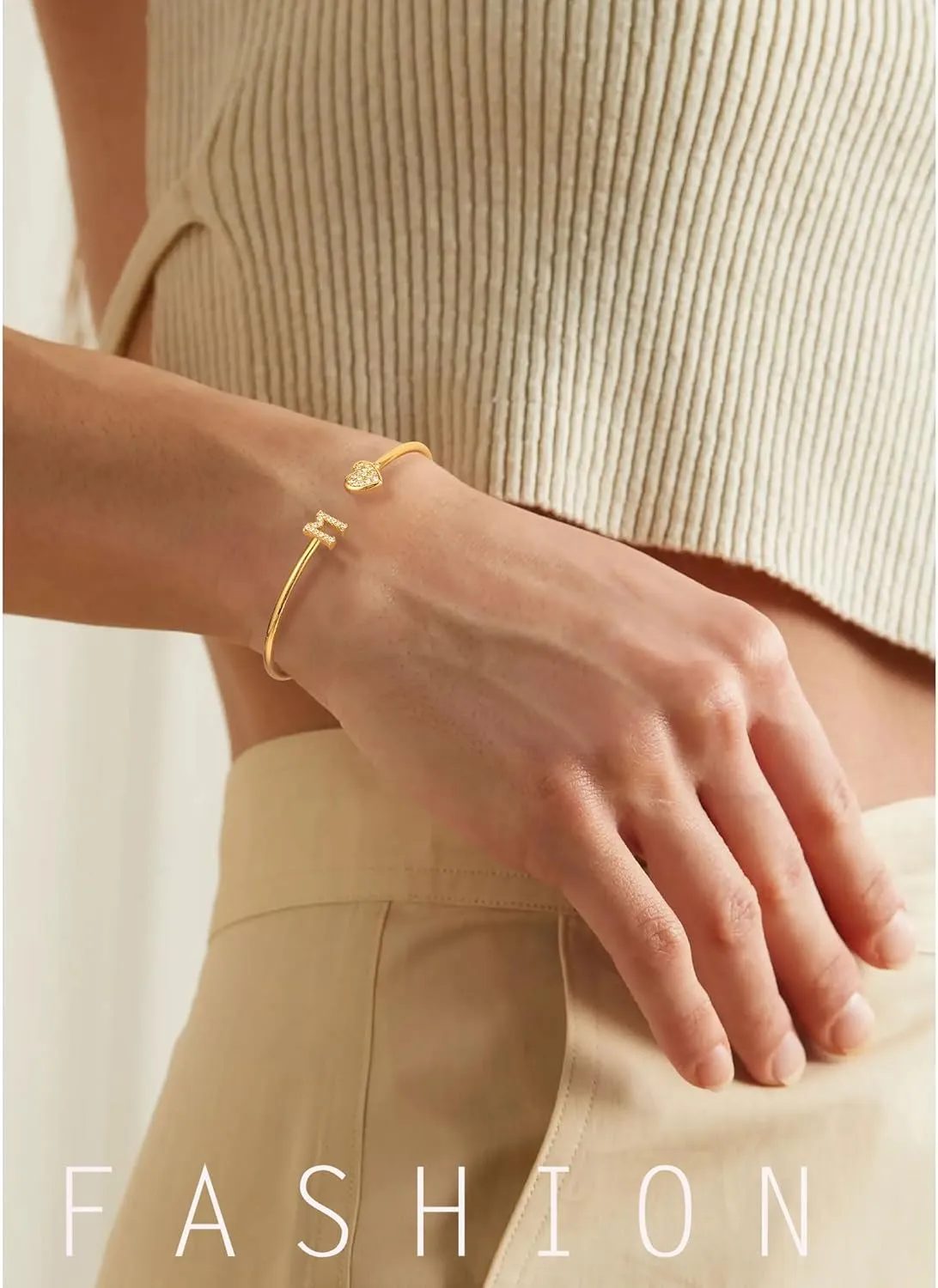 Honsny Gold Initial Bracelets for Women 18K Gold Plated Initial Heart Cuff Bangle Bracelets for Women Non Tarnish Dainty Cute Gold Initial Bracelets for Women Teen Bridesmaid Trendy Gifts Jewelry