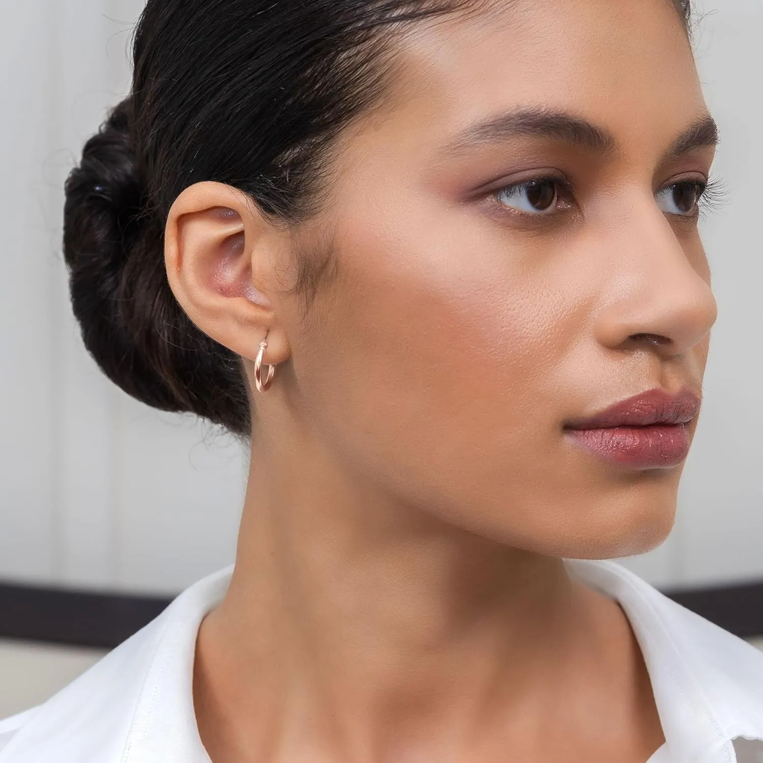 Hoops & Loops 925 Sterling Silver 2mm Hoop Earrings for Women & Men, 14K Gold Plated, Rose Gold, Black Hypoallergenic Lightweight High Polished Click-Top Hoops 15mm-60mm