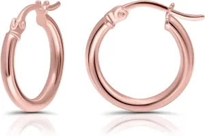 Hoops & Loops 925 Sterling Silver 2mm Hoop Earrings for Women & Men, 14K Gold Plated, Rose Gold, Black Hypoallergenic Lightweight High Polished Click-Top Hoops 15mm-60mm