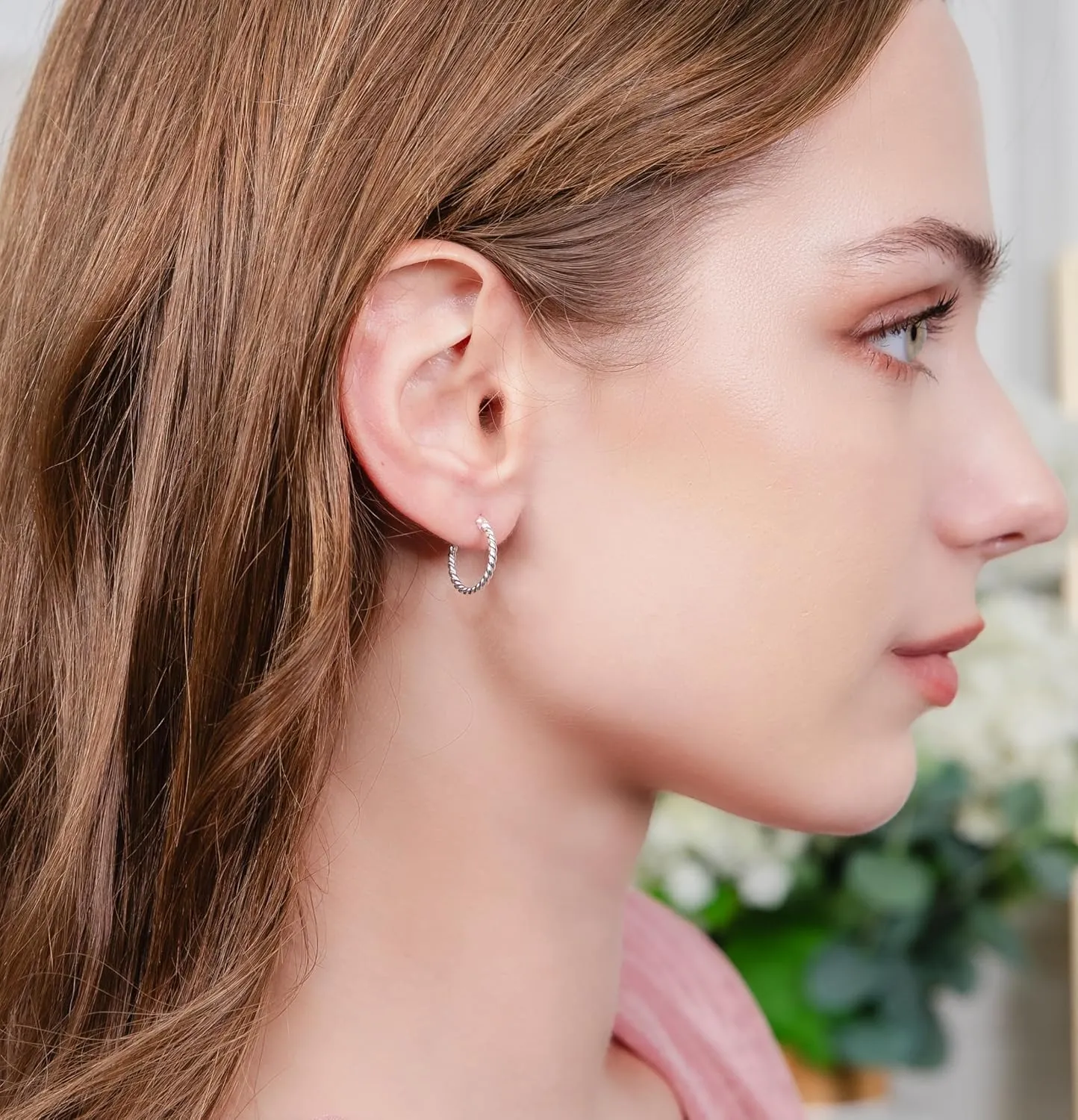 Hoops & Loops 925 Sterling Silver Twist Rope Round Hoop Earrings for Women, 15mm 20mm 25mm 30mm 35mm Silver, Yellow Gold, Rose Gold