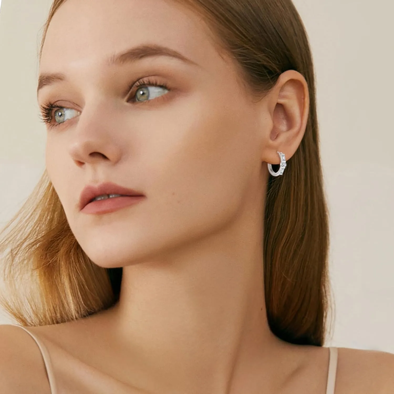 Huggie Hoop Earrings for Women 925 Sterling Silver Half Eternity Earrings Birthstone Jewelry Gifts for Her