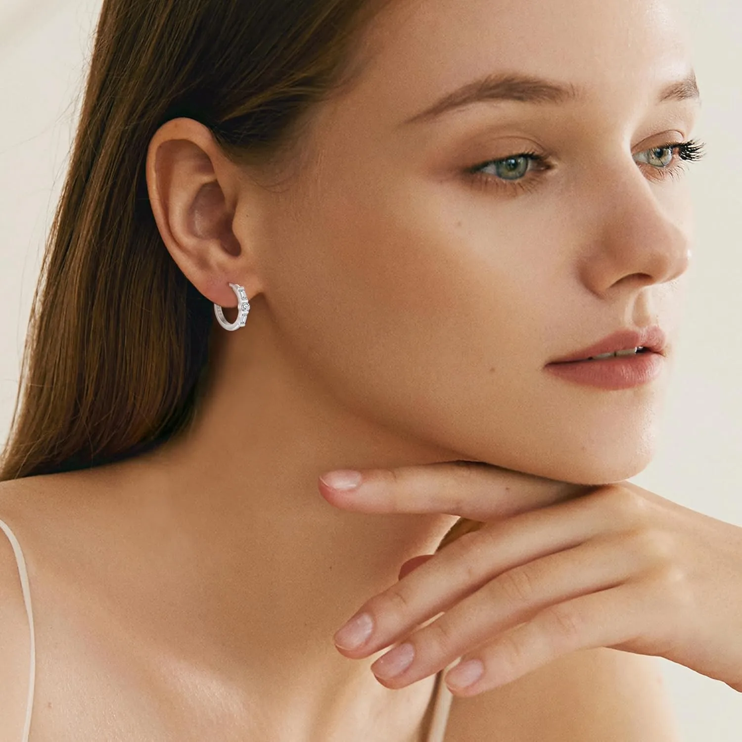 Huggie Hoop Earrings for Women 925 Sterling Silver Half Eternity Earrings Birthstone Jewelry Gifts for Her