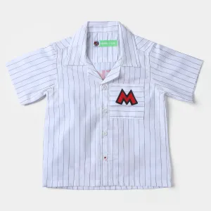 Infant Boys Yarn Dyed Casual Shirt Character| White