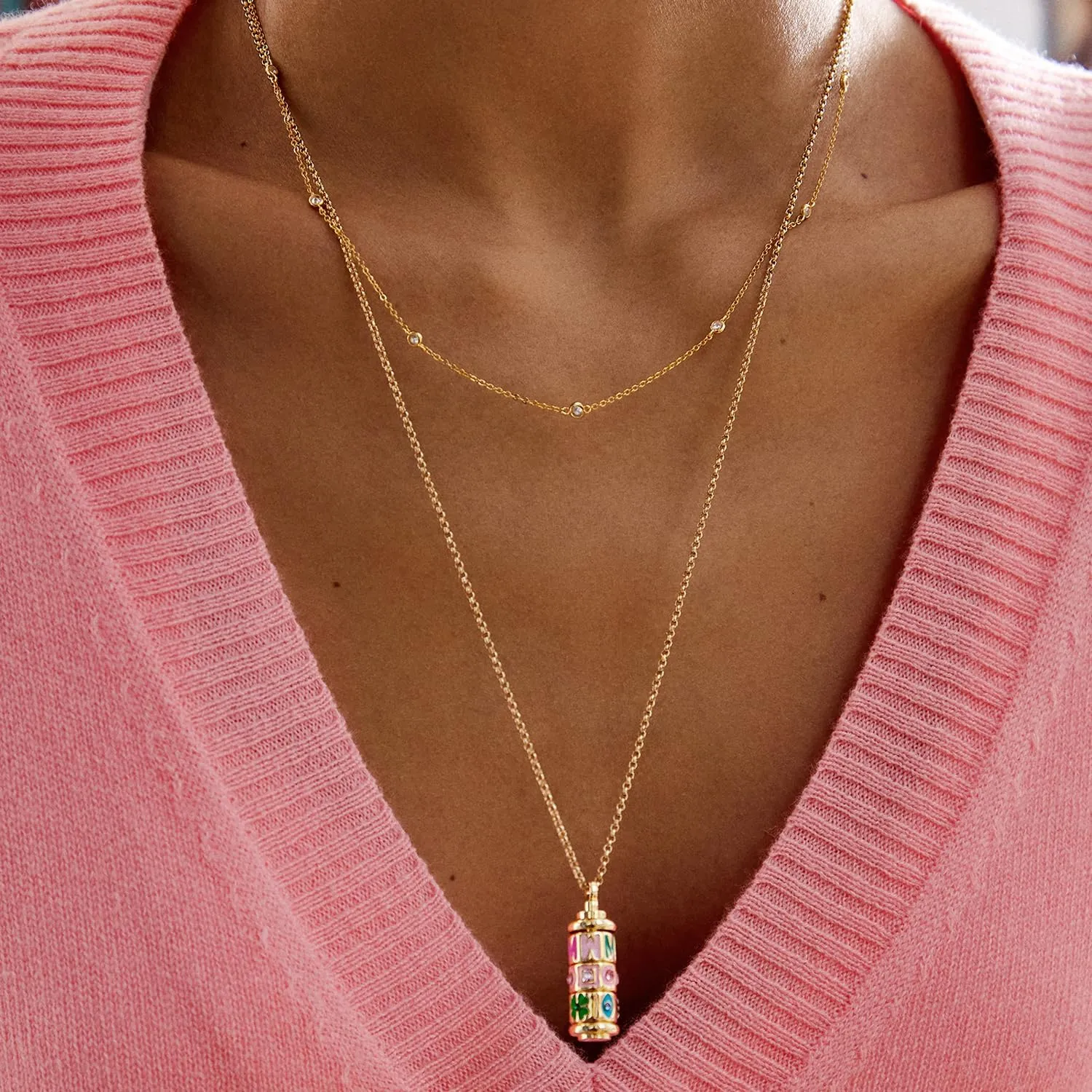 Initial Spinner Charm Necklace
