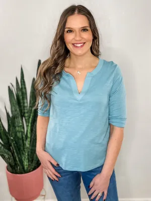 Island Sky Rolled Sleeve Top
