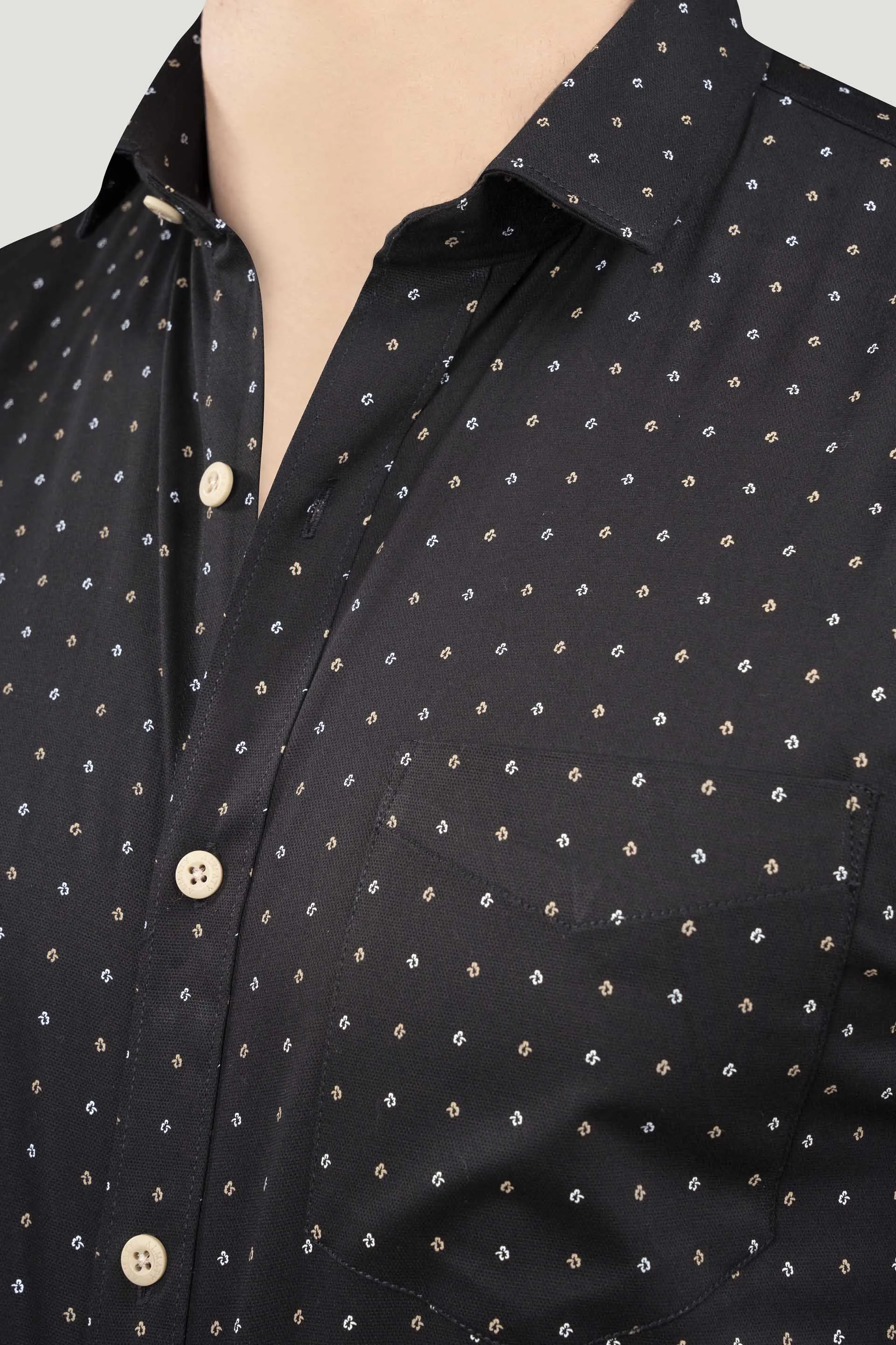 Jackson Black Cotton Printed Shirt