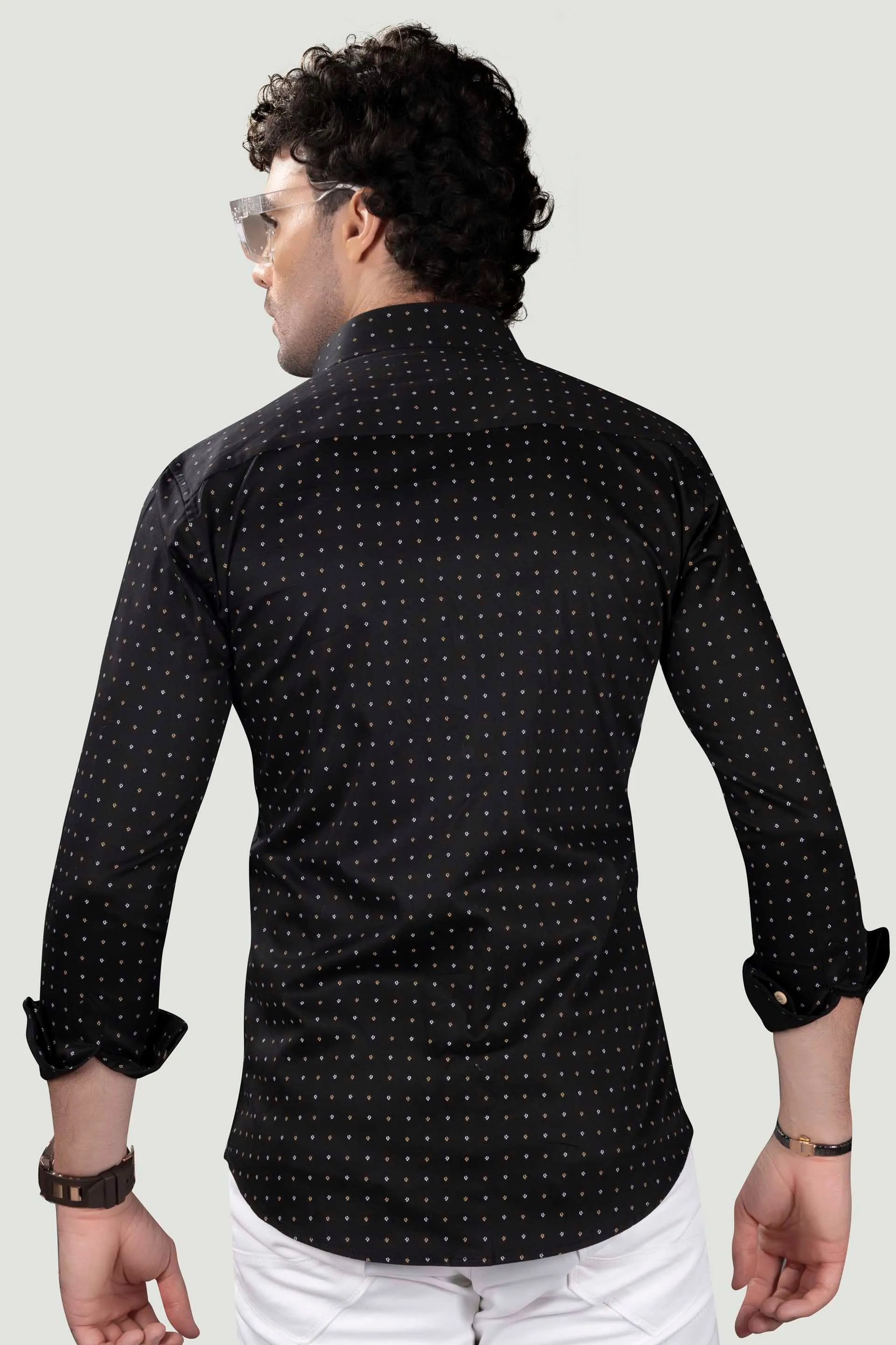 Jackson Black Cotton Printed Shirt