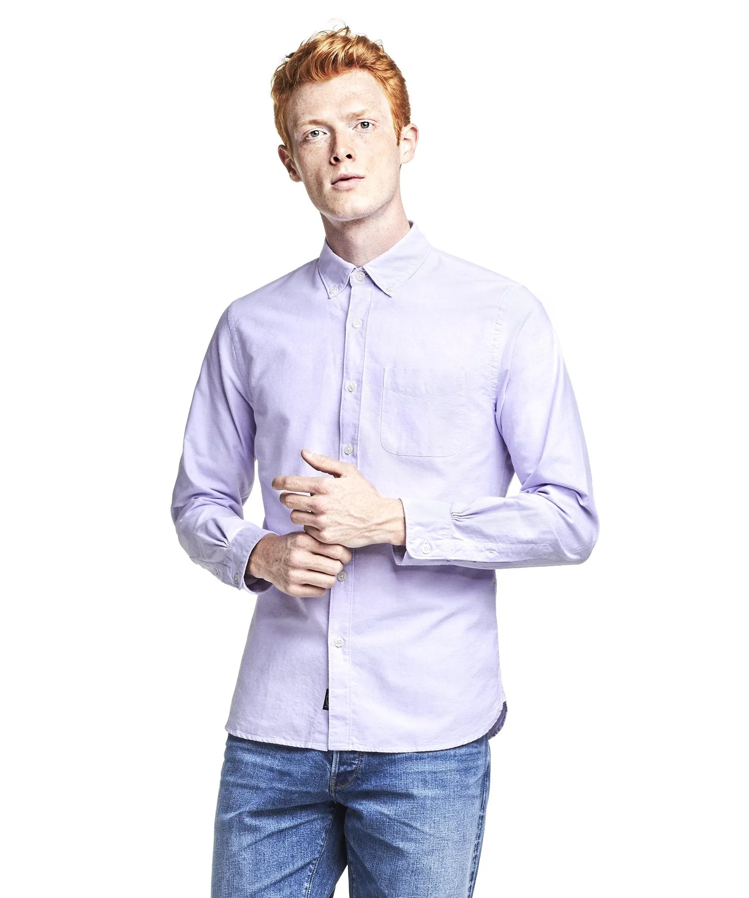 Japanese Selvedge Oxford Button Down Shirt in Lavender