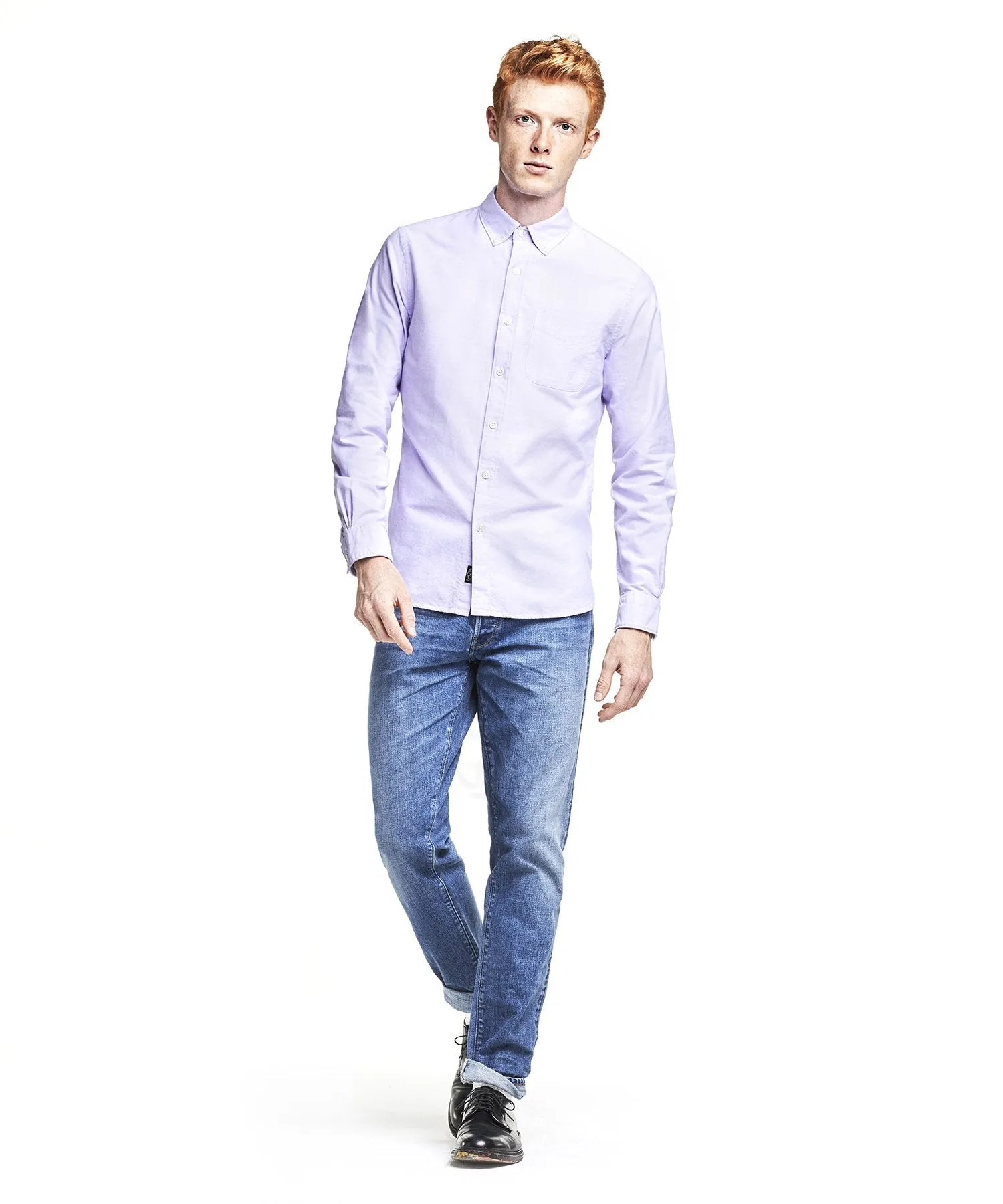 Japanese Selvedge Oxford Button Down Shirt in Lavender