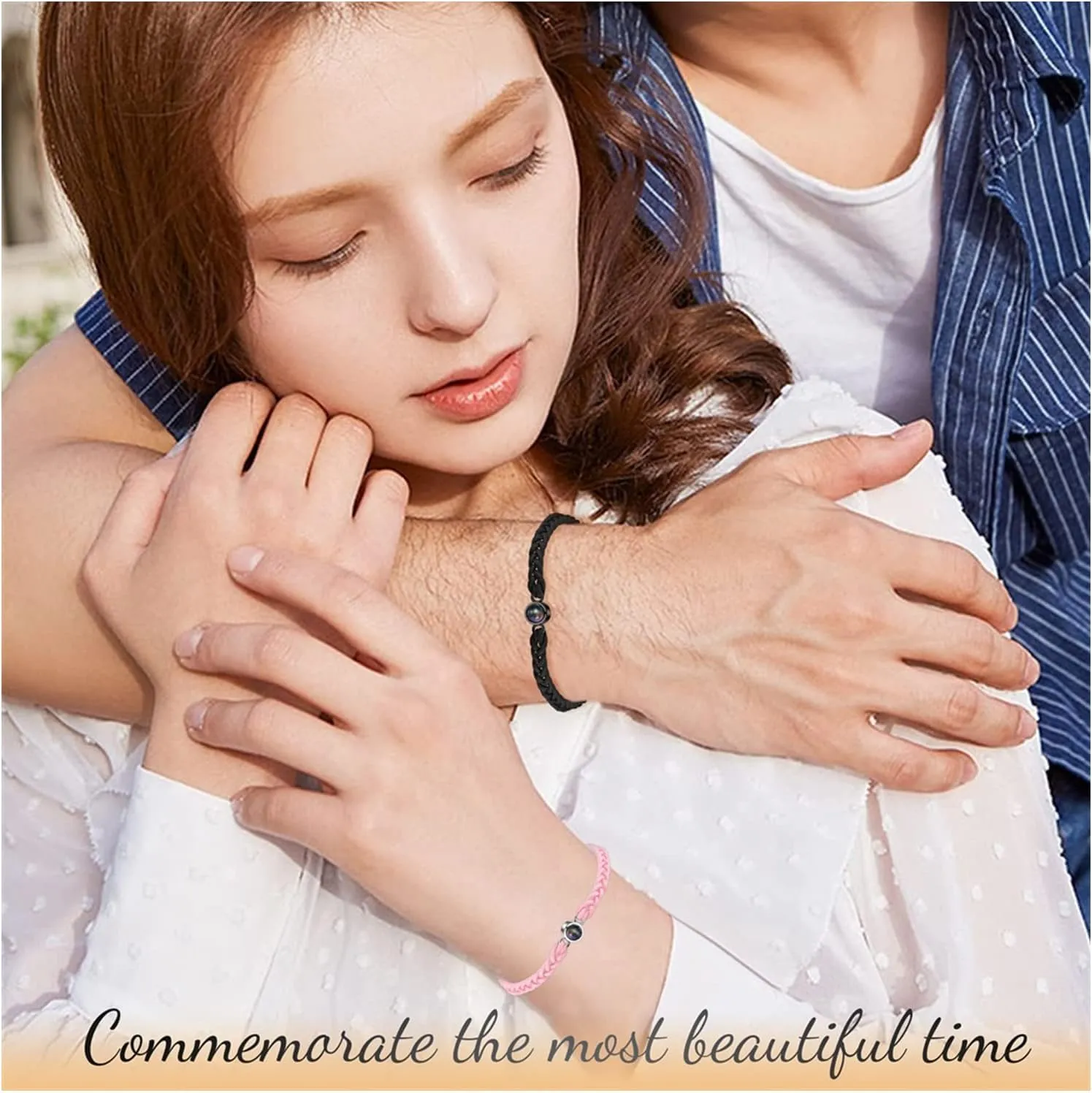 jifu Custom Bracelet with Picture Inside,Custom Photo Projection Bracelet,Custom Bracelet with Picture Inside Personalized,Custom Couples Projection Photo Matching Bracelet (Black,1PCS)