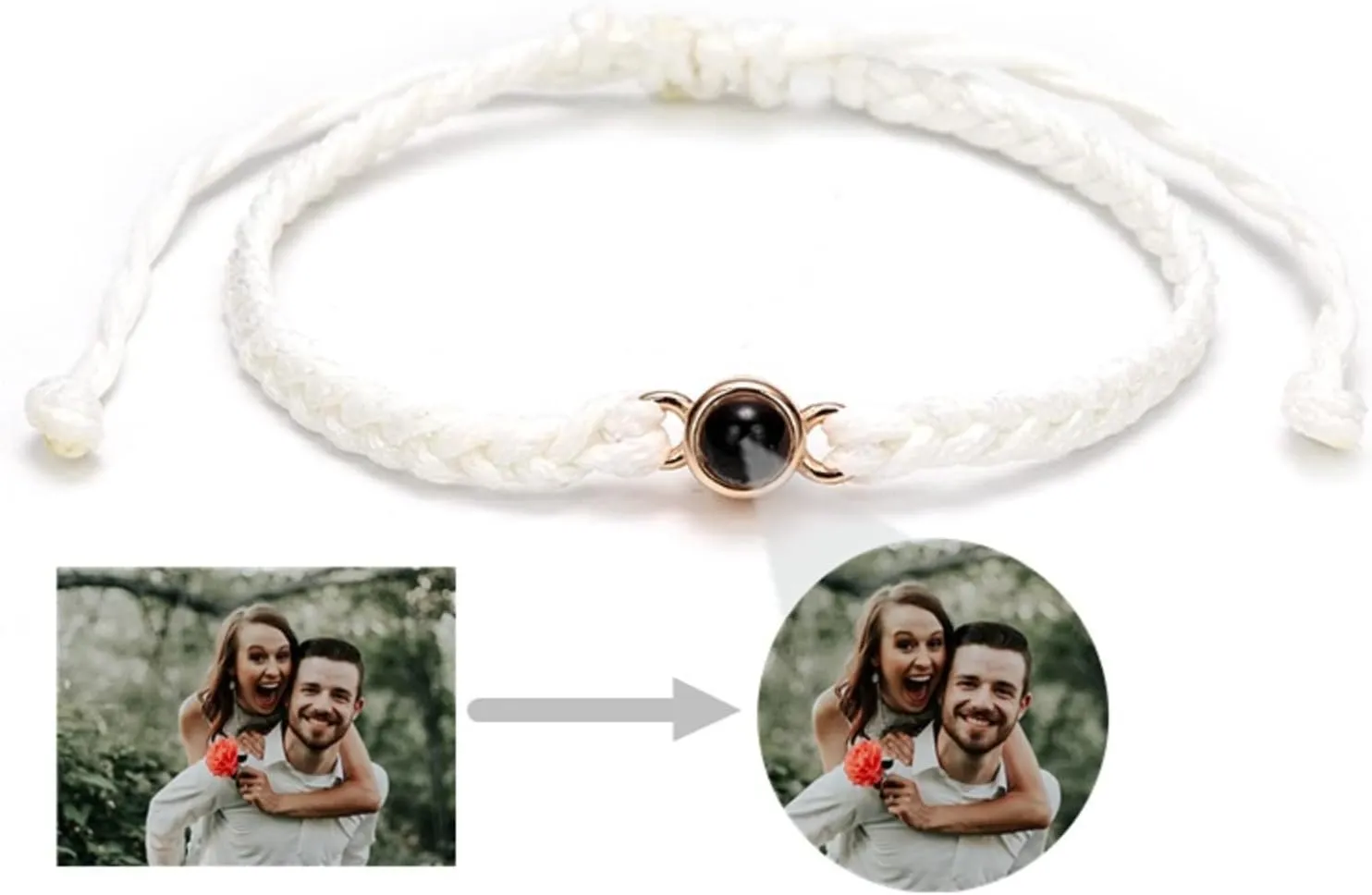 jifu Custom Bracelet with Picture Inside,Custom Photo Projection Bracelet,Custom Bracelet with Picture Inside Personalized,Custom Couples Projection Photo Matching Bracelet (Black,1PCS)