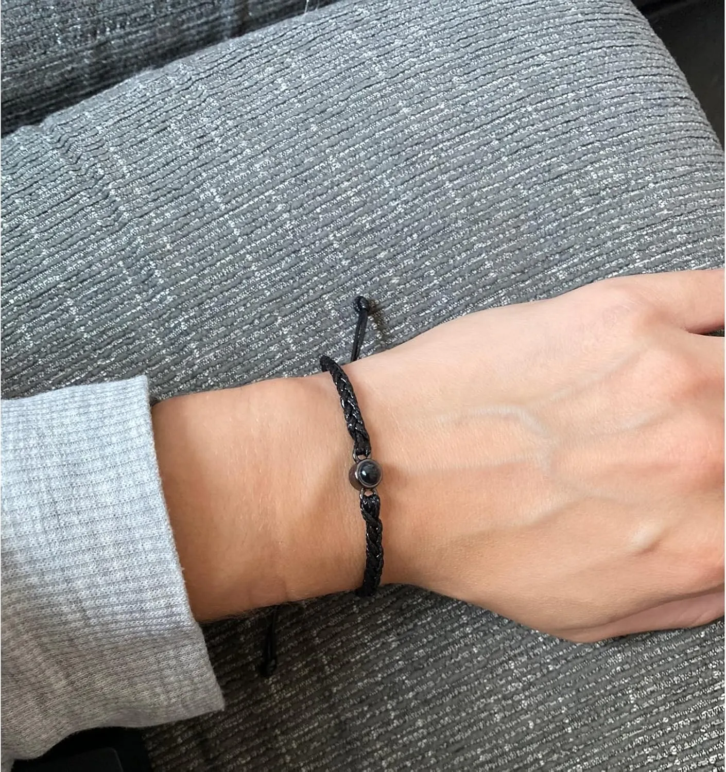jifu Custom Bracelet with Picture Inside,Custom Photo Projection Bracelet,Custom Bracelet with Picture Inside Personalized,Custom Couples Projection Photo Matching Bracelet (Black,1PCS)