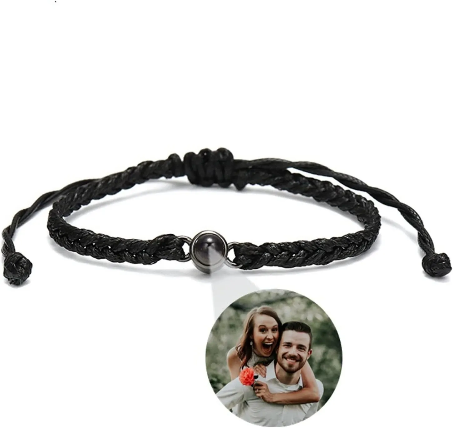 jifu Custom Bracelet with Picture Inside,Custom Photo Projection Bracelet,Custom Bracelet with Picture Inside Personalized,Custom Couples Projection Photo Matching Bracelet (Black,1PCS)