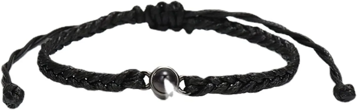 jifu Custom Bracelet with Picture Inside,Custom Photo Projection Bracelet,Custom Bracelet with Picture Inside Personalized,Custom Couples Projection Photo Matching Bracelet (Black,1PCS)