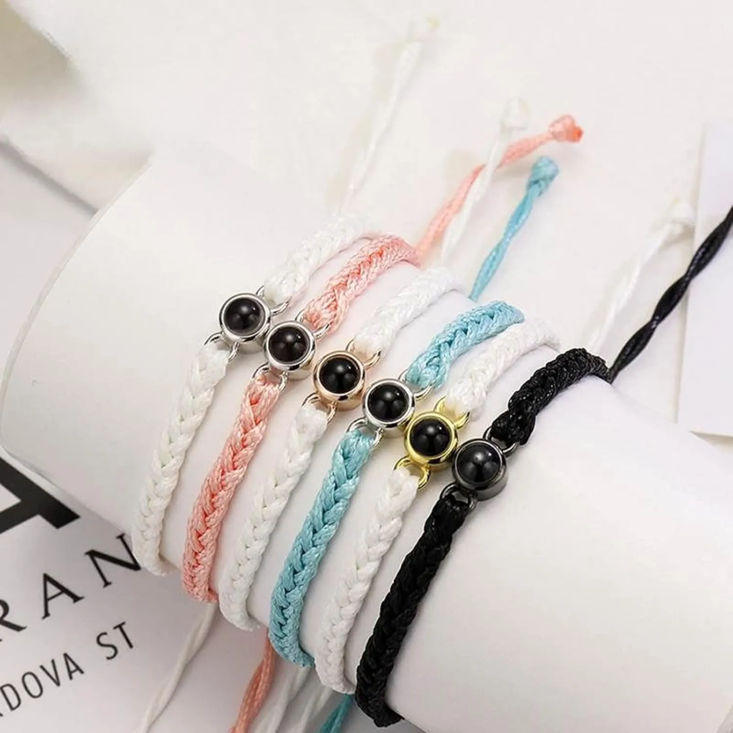 jifu Custom Bracelet with Picture Inside,Custom Photo Projection Bracelet,Custom Bracelet with Picture Inside Personalized,Custom Couples Projection Photo Matching Bracelet (Black,1PCS)