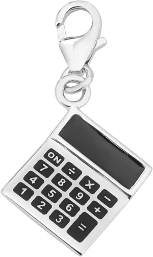 Jovivi 925 Sterling Silver Charm Bookkeeper Accountant Mach Calculator Clip On Charms Enameled Dangling Pendant Lobster Clasp for Bracelet or Necklace Women Fine Jewelry Gift