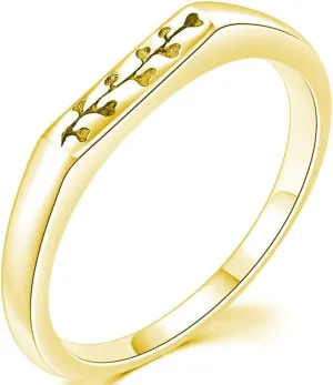 Jude Jewelers Stainless Steel Hammered Floral Narrow Signet Stacking Style Promise Statement Anniversary Ring