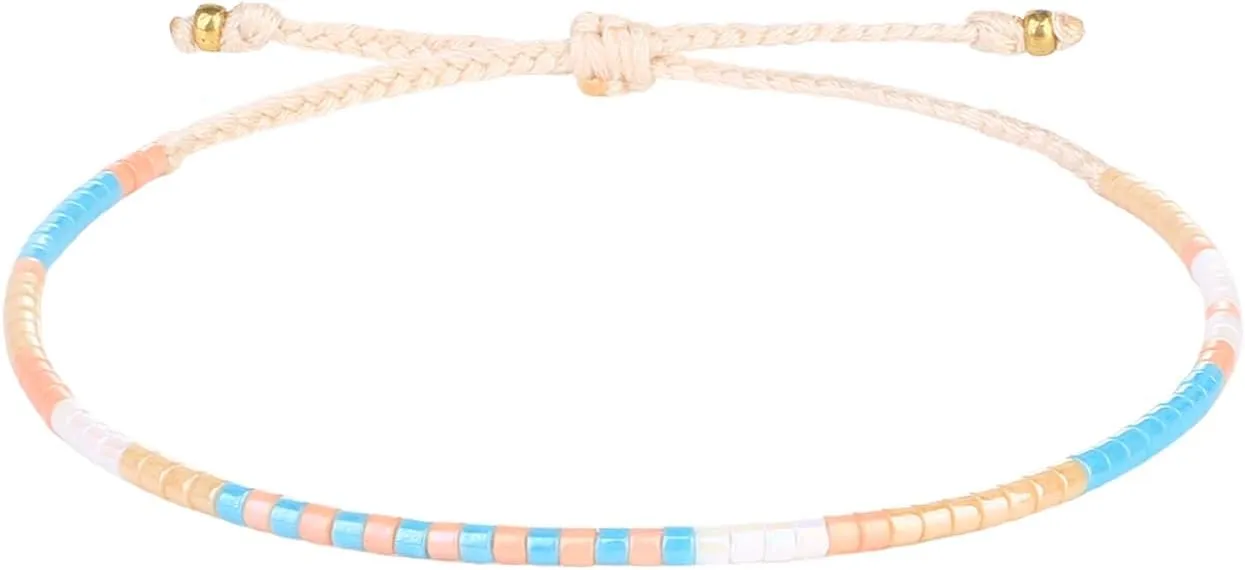 KELITCH Boho-color Crystal Shell Beaded Friendship Bracelets Handmade Strand Bracelet Bangles Jewelry For Summer