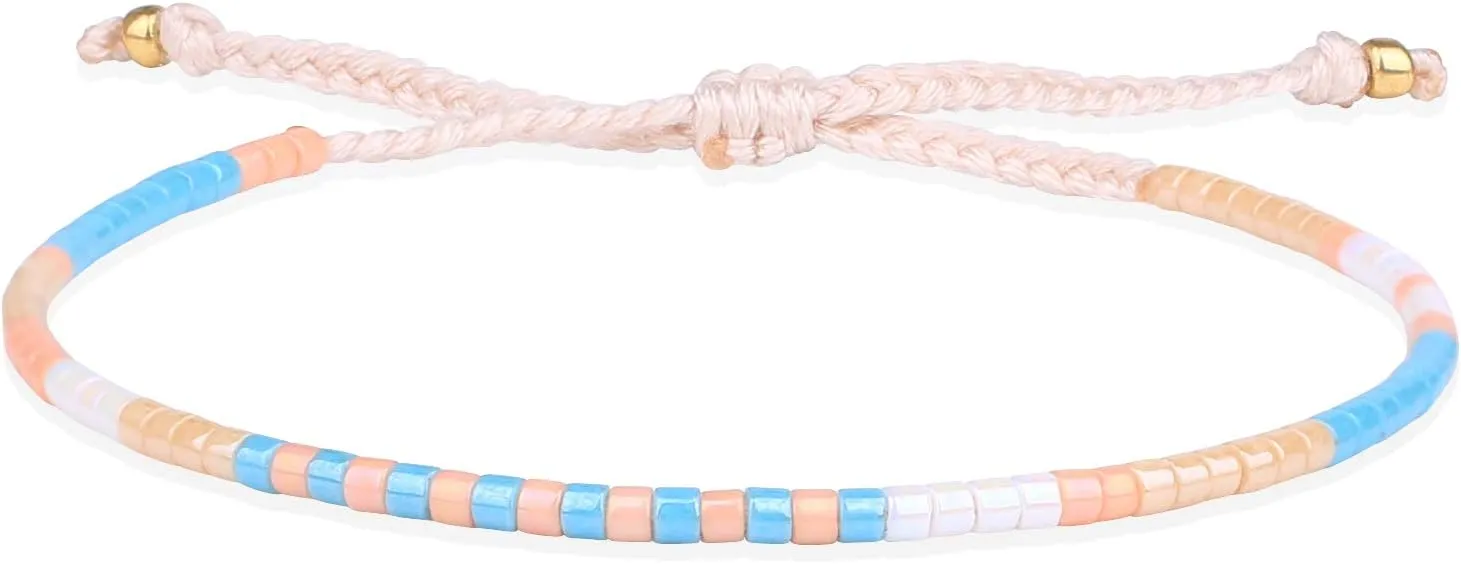 KELITCH Boho-color Crystal Shell Beaded Friendship Bracelets Handmade Strand Bracelet Bangles Jewelry For Summer