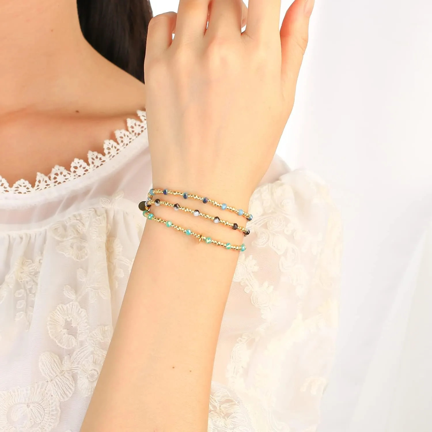 KELITCH Crystal Stretch Bracelets Miyuki Beaded Bracelets Handmade Chic Women Chain Jewelry Bangle