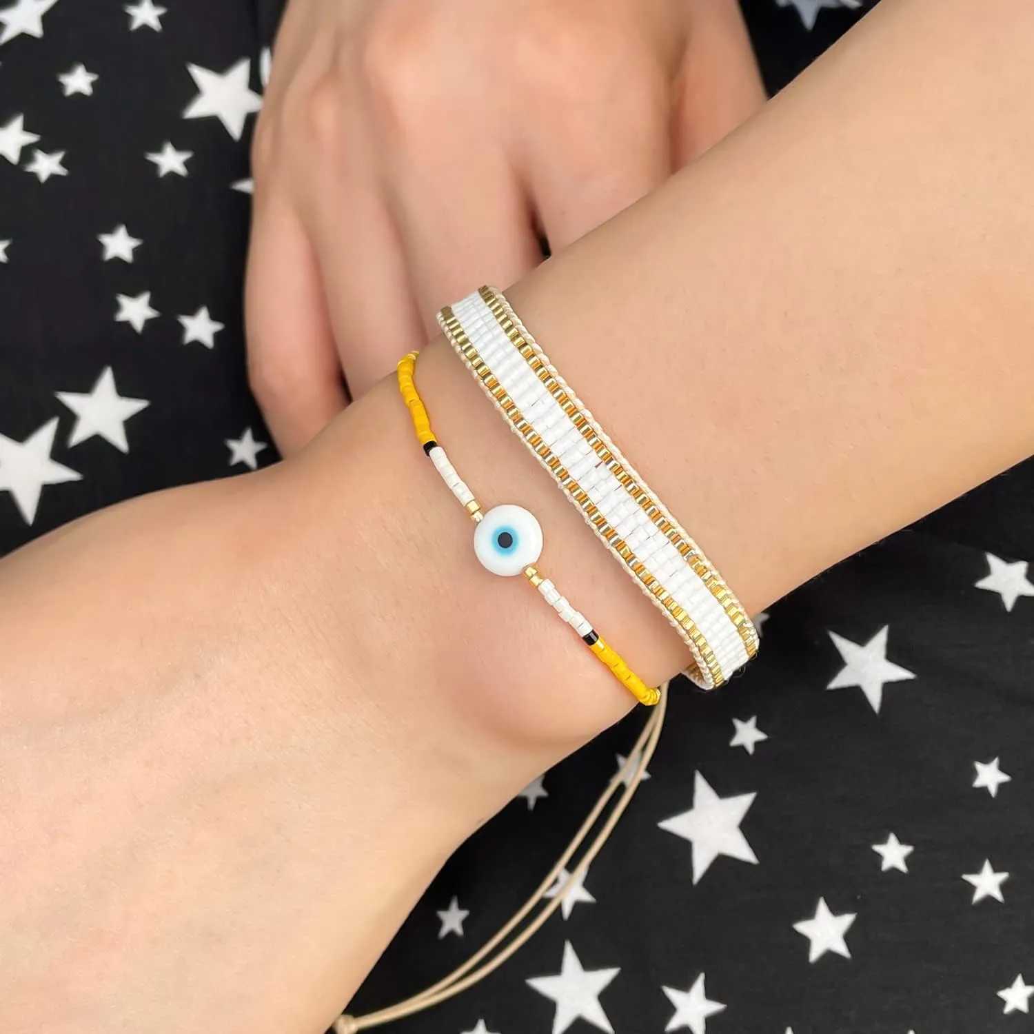 KELITCH New Evil eye Bracelets Handmade Friendship Bracelets Adjustable Bracelets for Womens