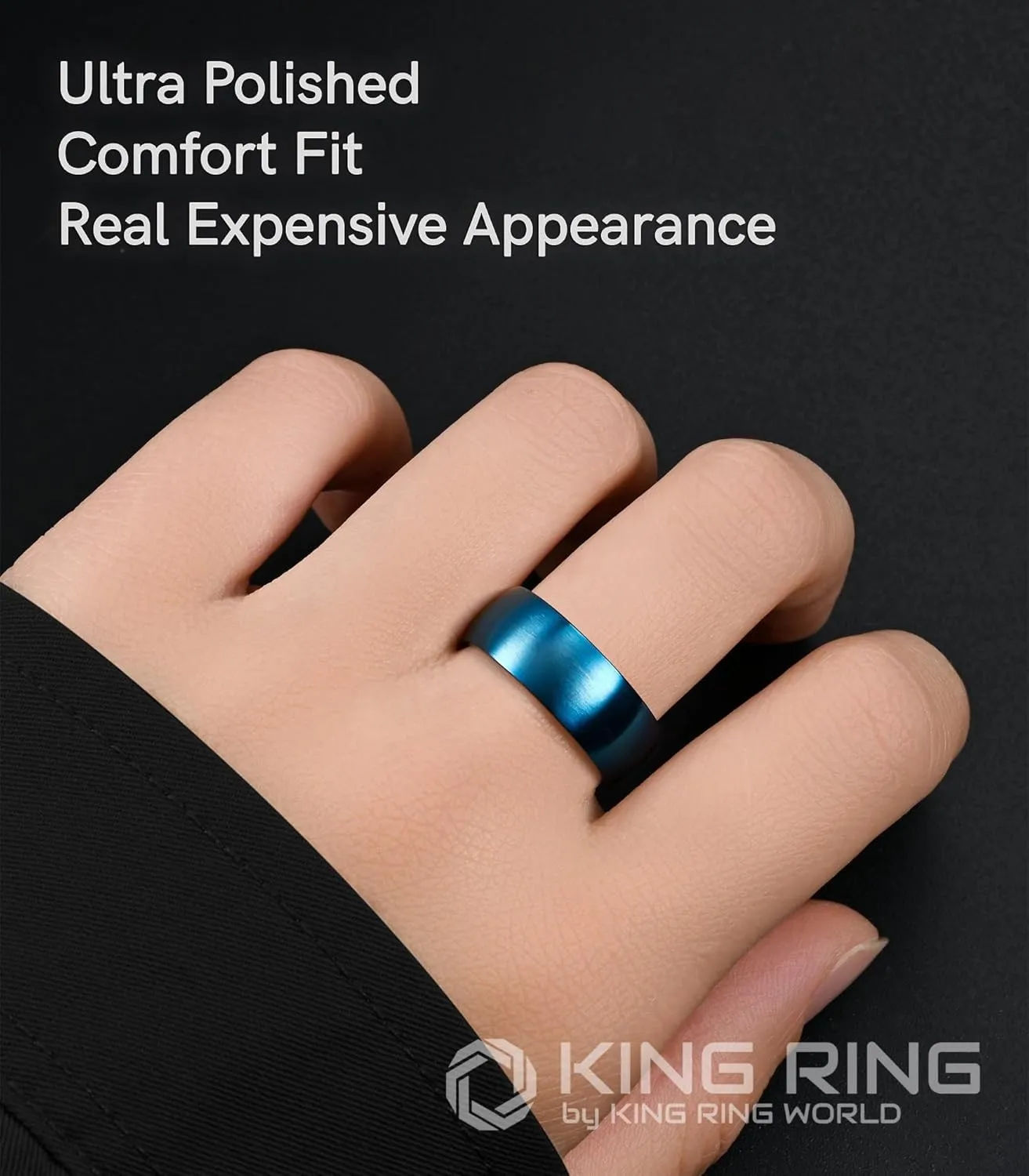 King Ring 8mm Domed Basic Ring  Super Polished Matt Finish Ring for Men & Women Mens Wedding Band  Designed in USA