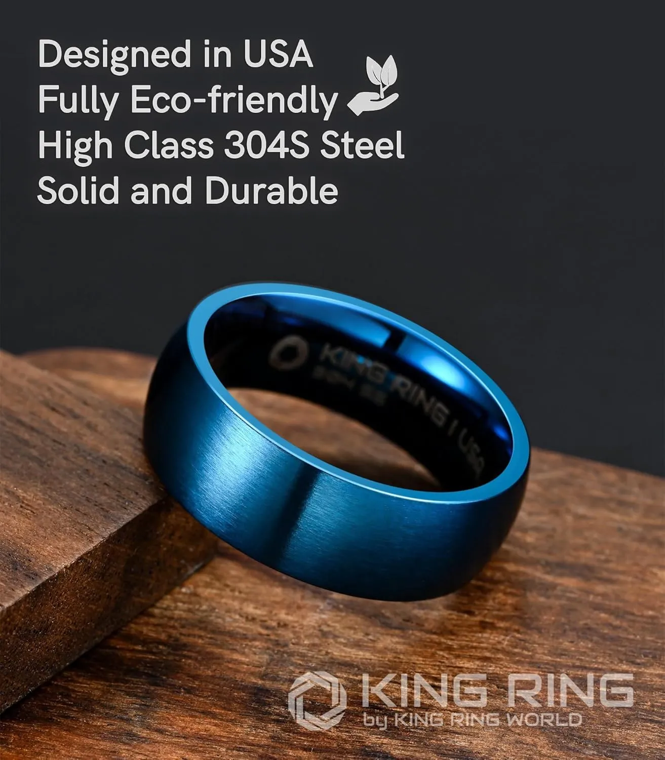 King Ring 8mm Domed Basic Ring  Super Polished Matt Finish Ring for Men & Women Mens Wedding Band  Designed in USA