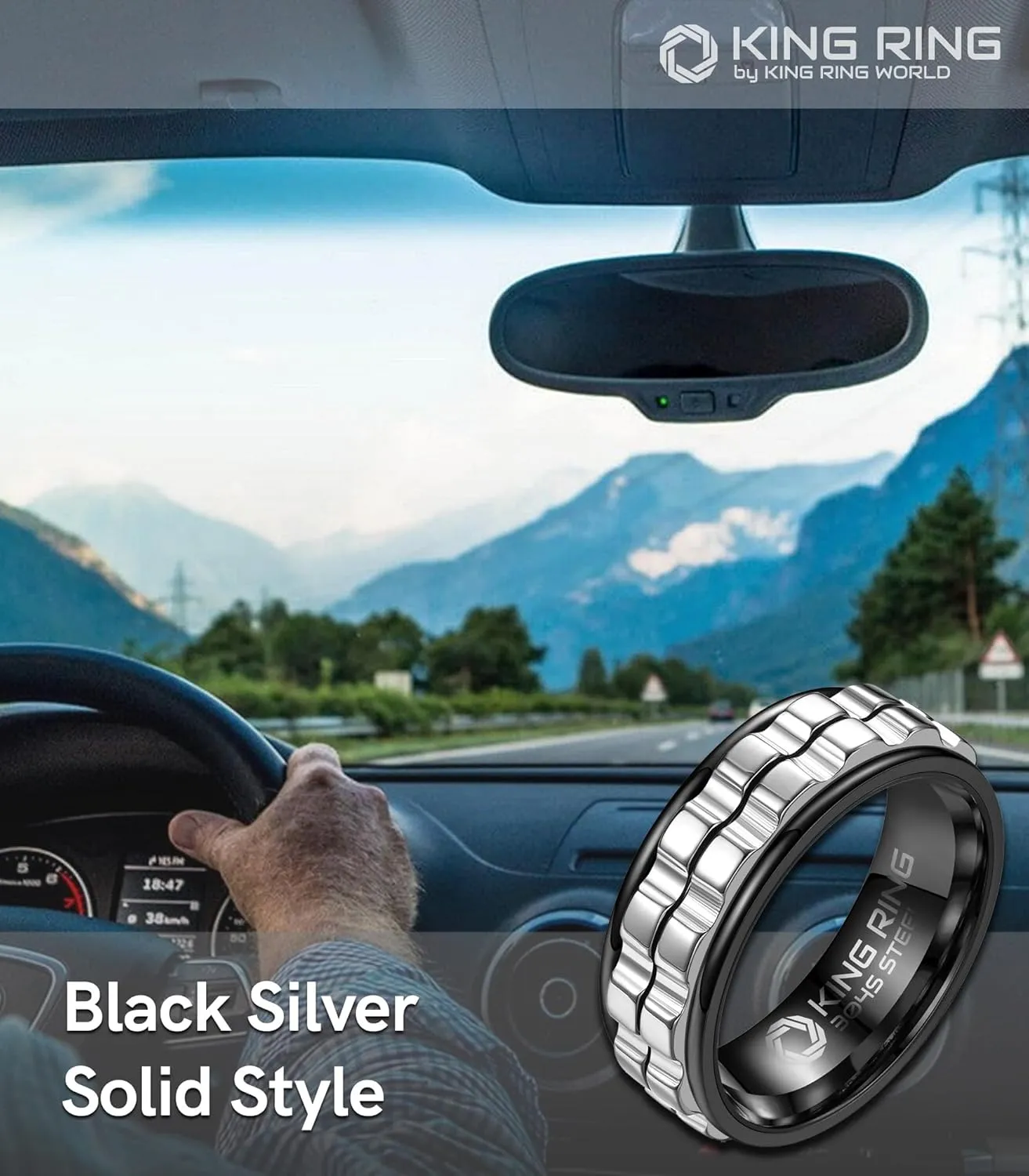 King Ring 8mm Wide Gear Spinner Rings  Ultra Polished Heavy Fidget Rings for Men & Women  Designed in USA