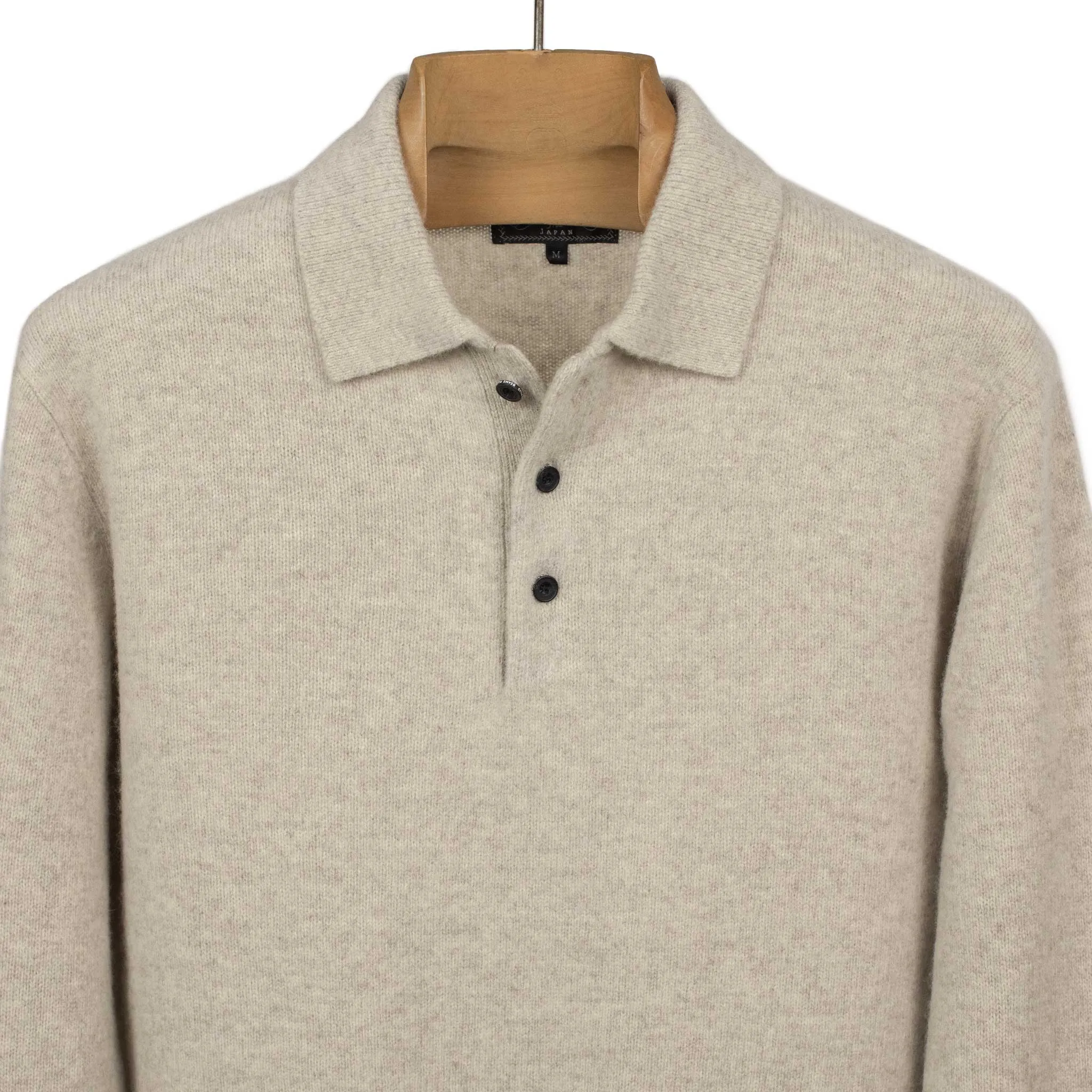 Knit polo in beige wool