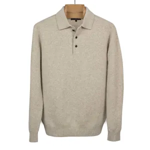 Knit polo in beige wool