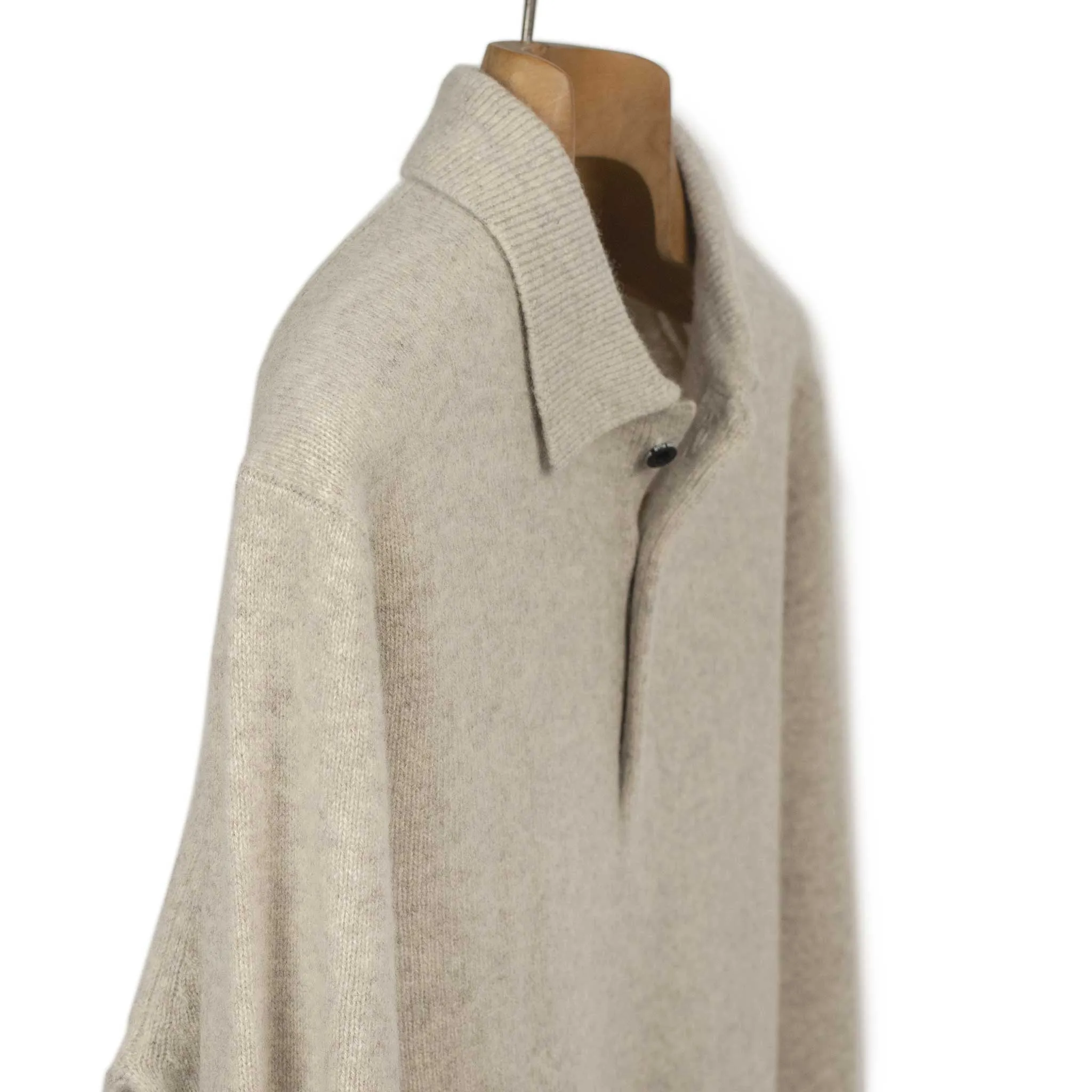 Knit polo in beige wool