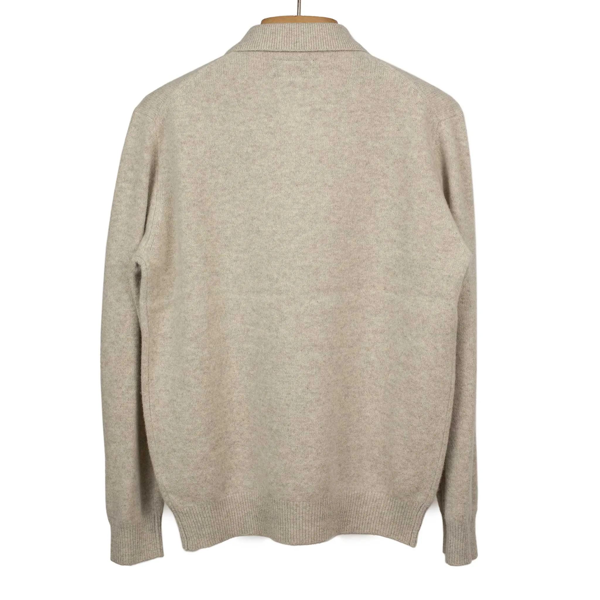 Knit polo in beige wool