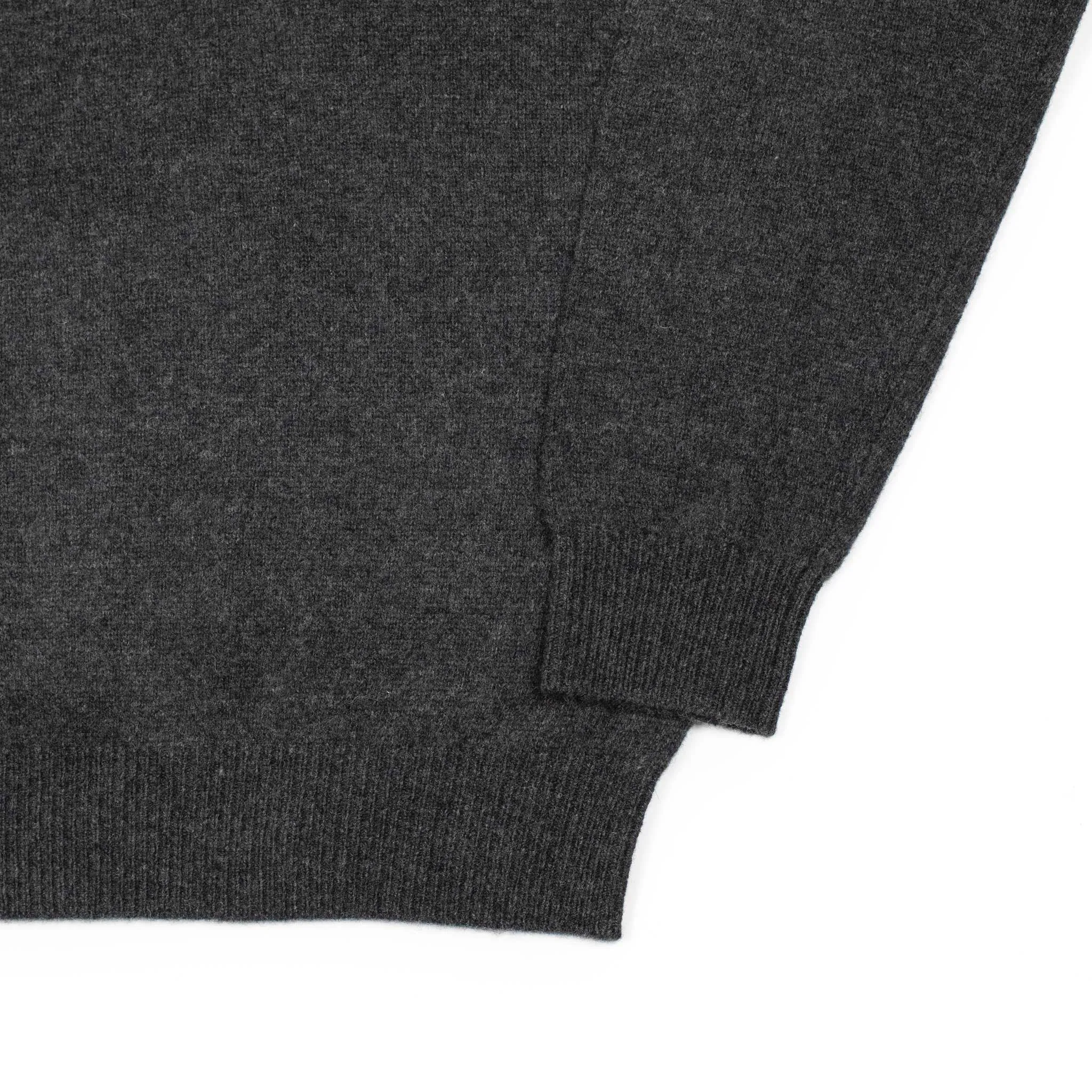 Knit polo in charcoal grey wool
