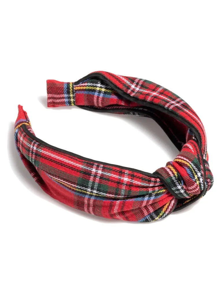 KNOTTED PLAID HEADBAND