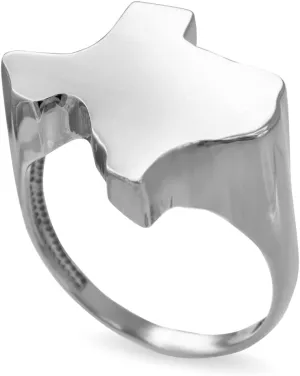 LA BLINGZ Sterling Silver Polished Texas Ring