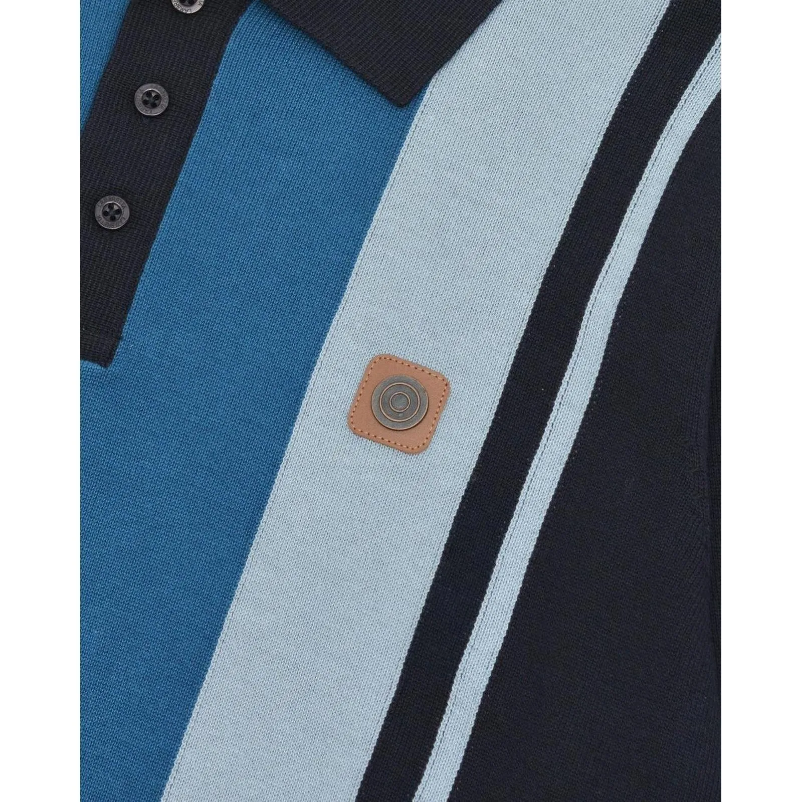 Lambretta Mens Vintage Panel Polo Shirt Collar Button