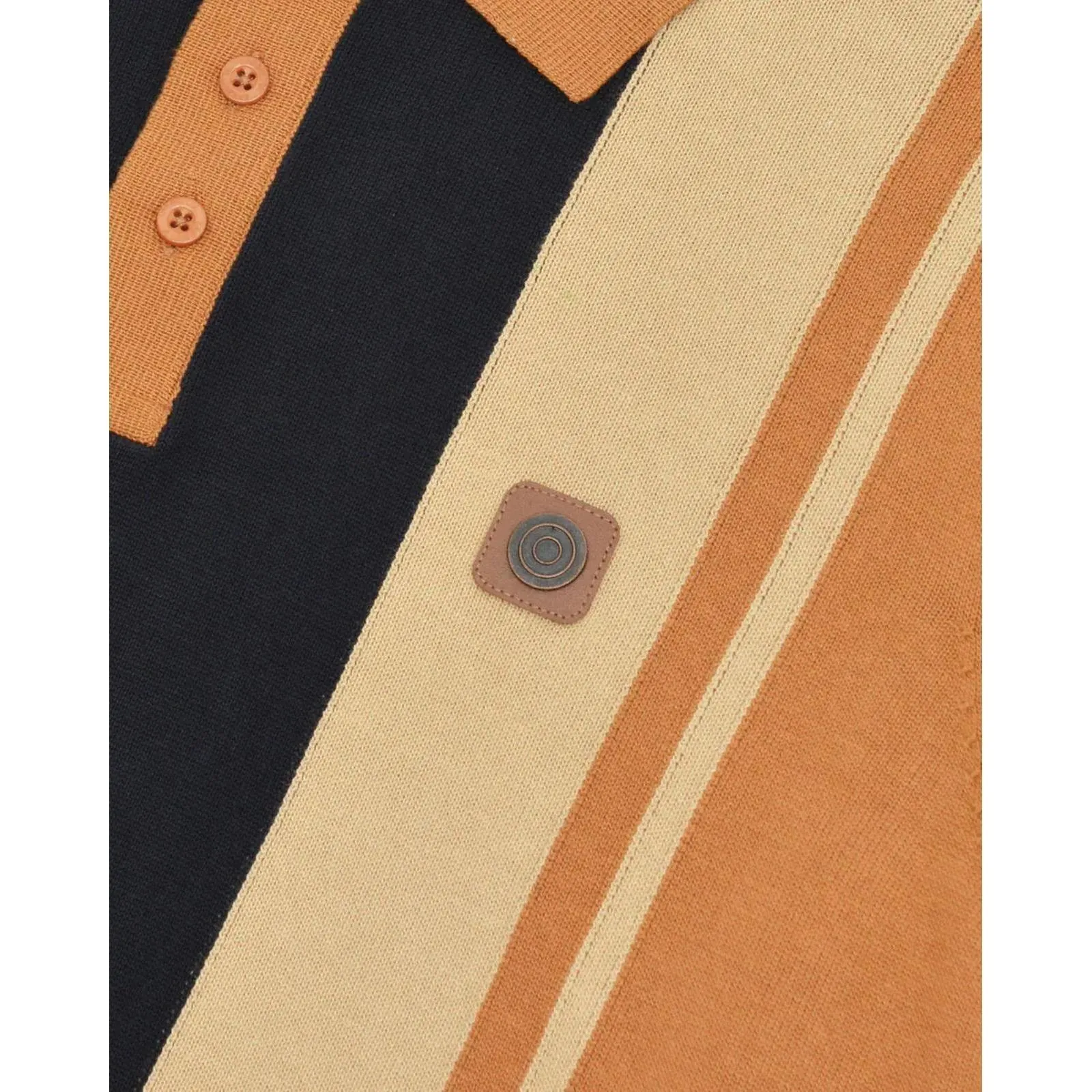 Lambretta Mens Vintage Panel Polo Shirt Collar Button