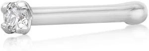 Lavari Jewelers 20 Gauge 0.01 to 0.07 Carat Lab Grown Diamond Straight Bone Nose Stud for Women - 14k Gold 1.3 to 2.7mm (D-E, VVS1-VVS2 to I2-I3, cttw) Nose Ring - Unisex Nostril Piercing Jewelry