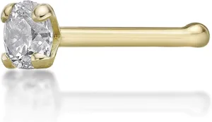 Lavari Jewelers 20 Gauge 0.01 to 0.07 Carat Lab Grown Diamond Straight Bone Nose Stud for Women - 14k Gold 1.3 to 2.7mm (D-E, VVS1-VVS2 to I2-I3, cttw) Nose Ring - Unisex Nostril Piercing Jewelry