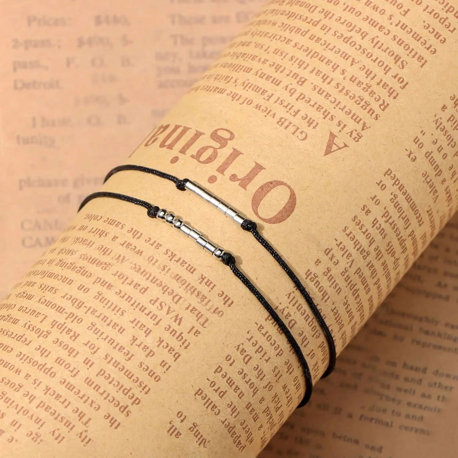 Ldurian Morse Code Bracelet, Dad Mom Brother Sister Daughter Son Friend Morse Code Bracelets, Adjustable String Matching Beads Secret Message Jewelry