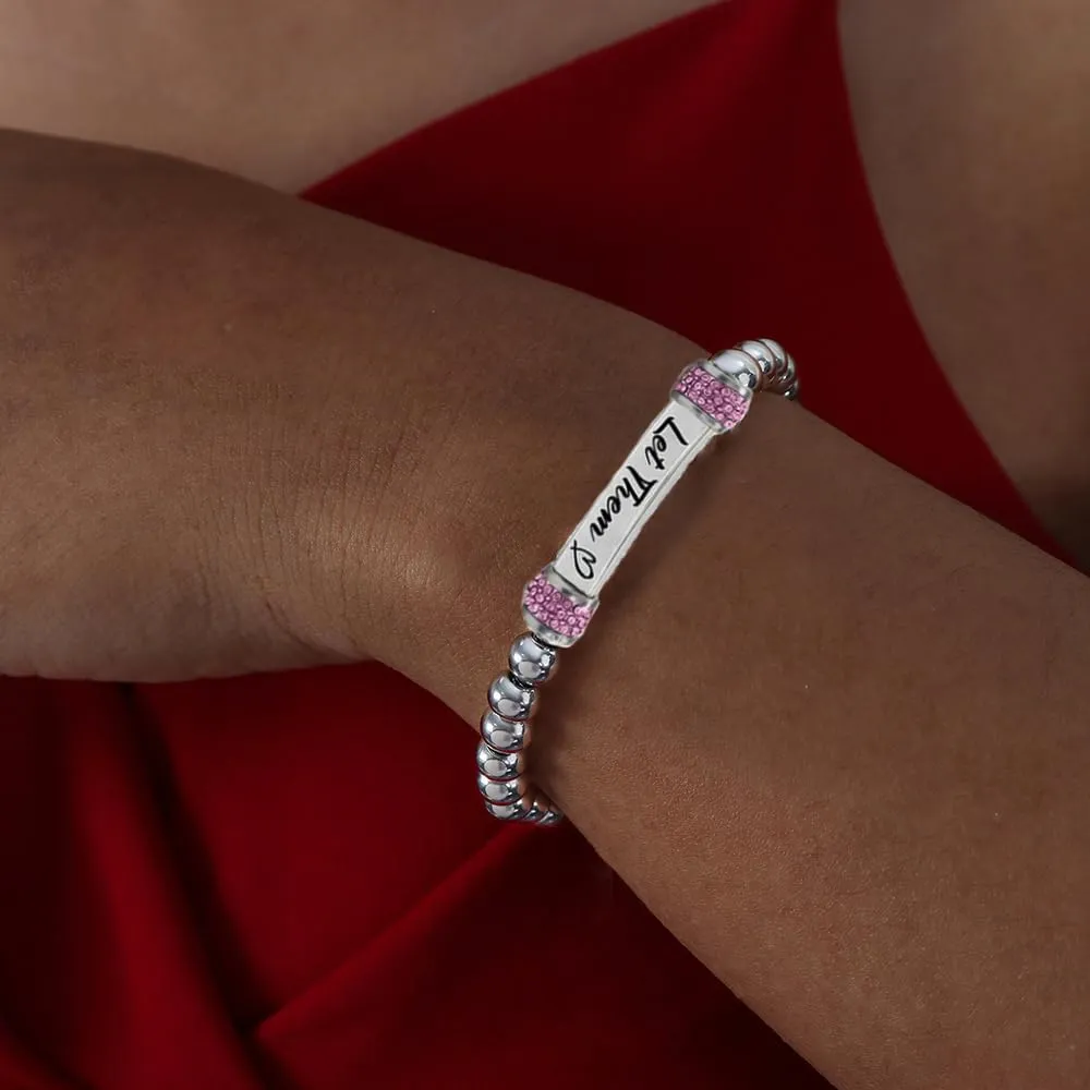 Let Them Bracelet For Women Men,Self Worth Motivational Crystal Energy Chain Beaded Stretch Bracelets Inspirational Stainless Steel Engraved Friendship Jewelry Gift